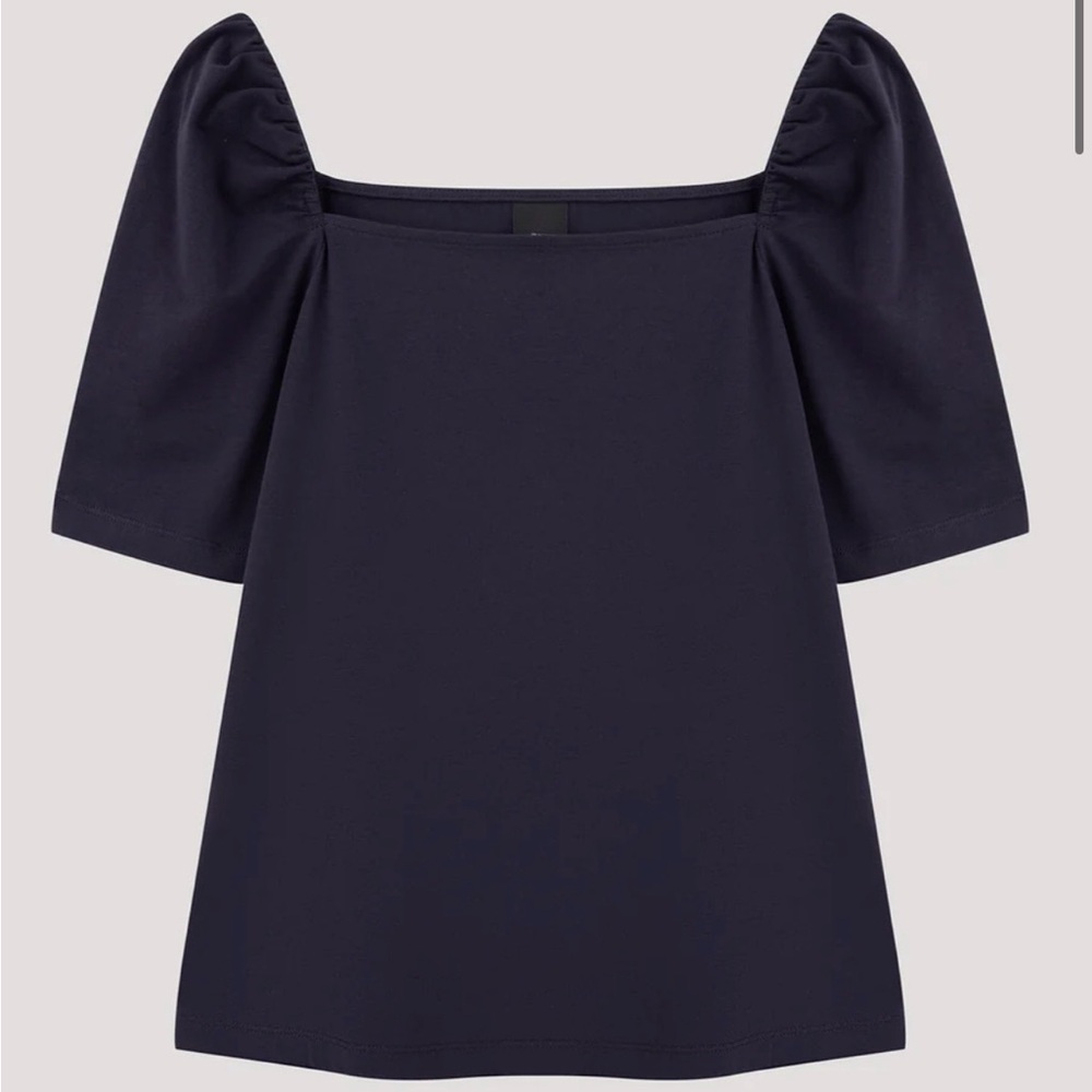 Ann Taylor Dark Blue Puff Sleeve Blouse